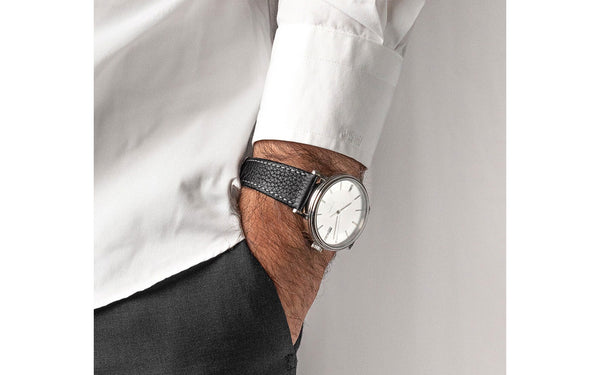 Bologna by HIRSCH - Men's SHORT Black Textured Calfskin Leather Watch Strap