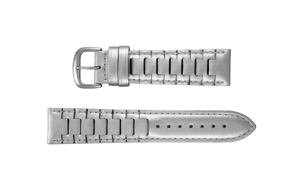 Hadley-Roma Men's Silver Link Design Genuine Leather Watch Strap