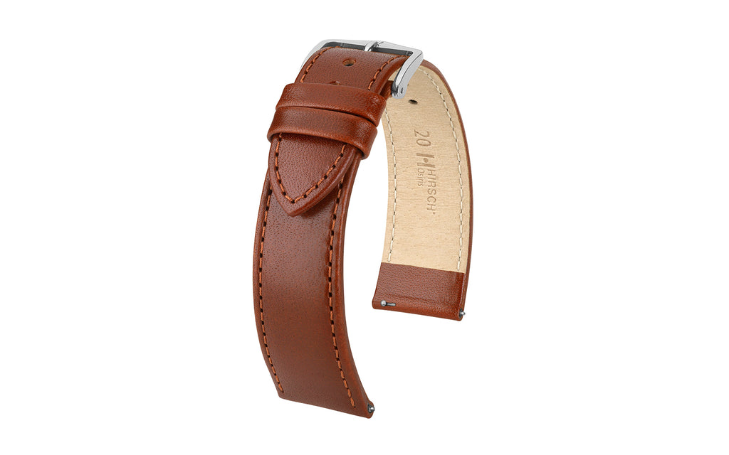 Osiris by HIRSCH - Men's SHORT Chestnut Calfskin Leather Watch Strap
