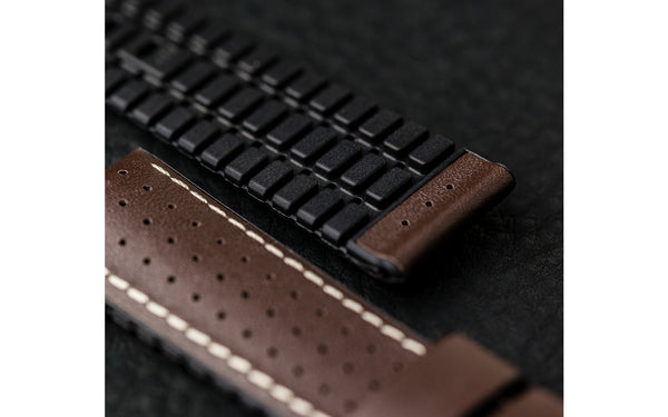 Tiger by HIRSCH - Brown Perforated Smooth Calfskin Performance Watch Strap