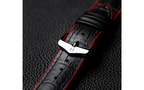 Andy by HIRSCH - Black & Red Alligator Embossed Calfskin Performance Watch Strap