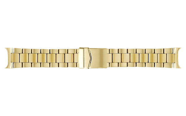 Hadley-Roma Men's Goldtone Solid Link Rolex Oyster® Style Curved End Metal Watch Band