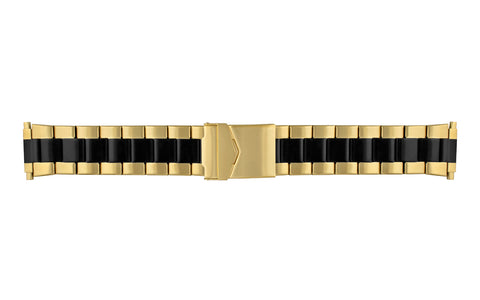 Hadley-Roma Men's Yellow & Black Wide Metal Link Bracelet Watch Band