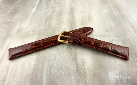 Hadley Men's Honey High-Polished Genuine Crocodile Watch Strap