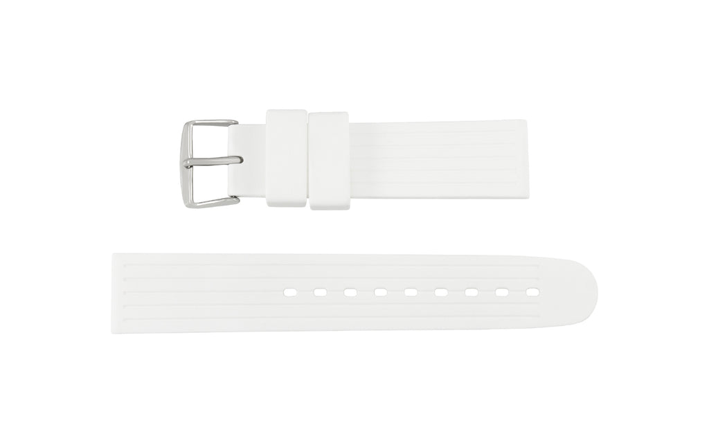 Hadley-Roma Men's White Silicone Groove Diver Watch Band