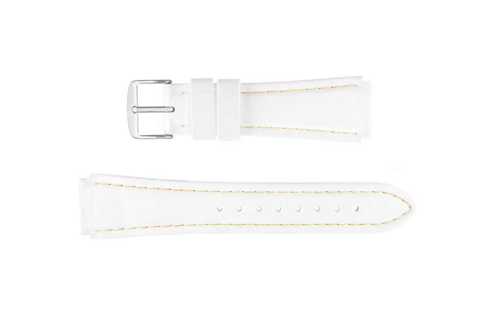 Hadley-Roma Men's White Stitched Silicone Watch Band