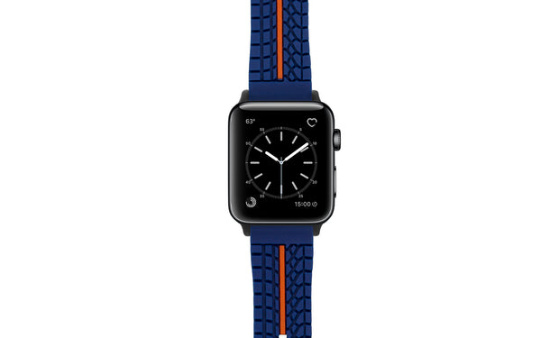 Apple Watch 38/40/41mm Strap - Blue & Orange Tire Tread Silicone