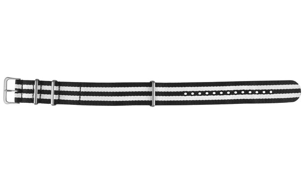 Hadley-Roma Black & White Stripe Nylon Watch Strap
