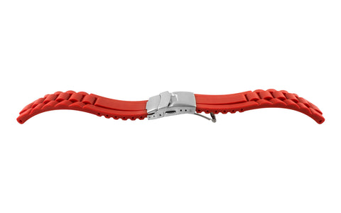 AWB Men's Red Silicone Deployant Clasp Oyster Style Link Diver Watch Band