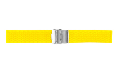 AWB Men's Yellow Silicone Deployant Clasp Tire Tread Diver Watch Band