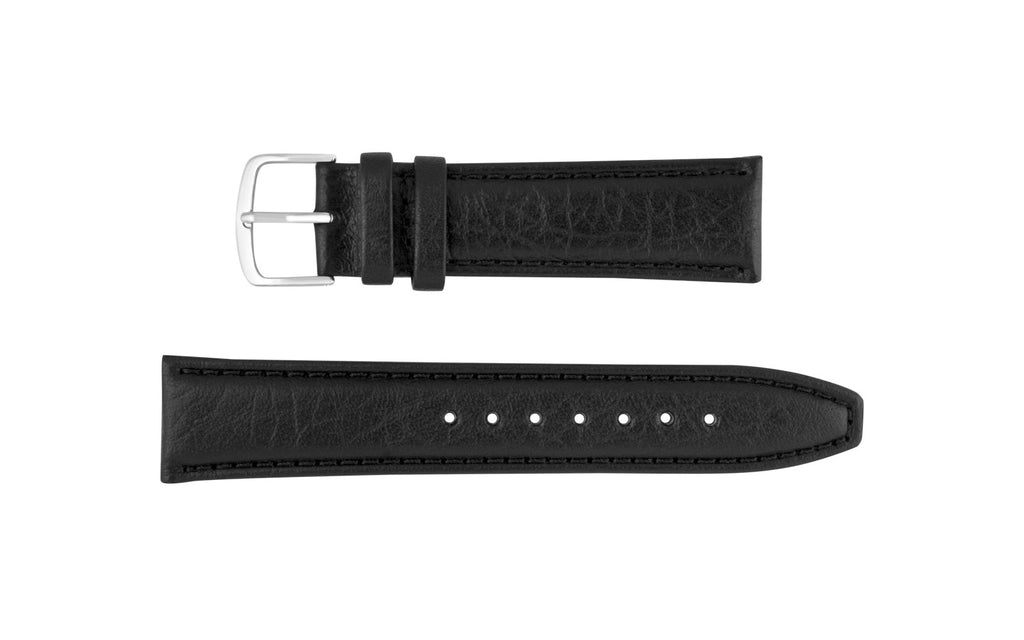 Hadley-Roma Men's LONG Black Genuine Shrunken Grain Leather Watch Strap