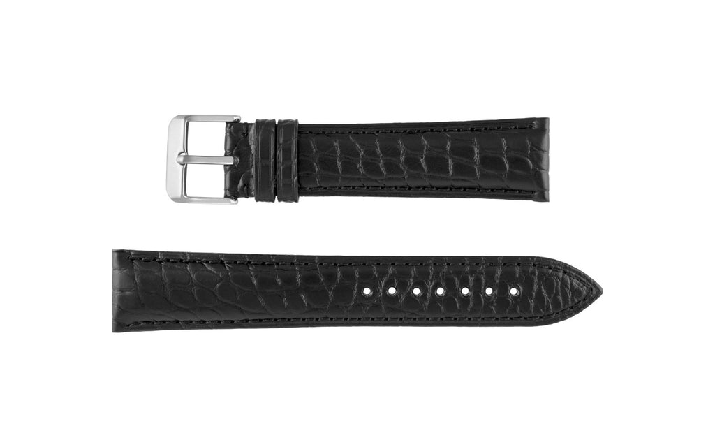 Hadley-Roma Men's MS825 Black Genuine Matte Alligator Watch Strap