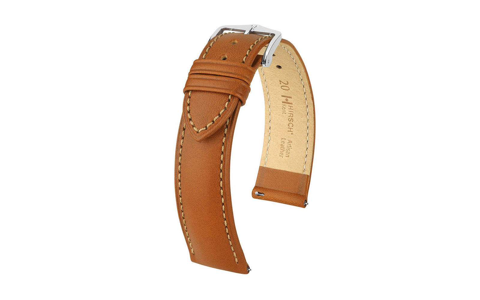 カンテツ　オーバフロー1200600600 HIRSCH Kent Men's Golden Brown Natural Calfskin Leather Watch Strap