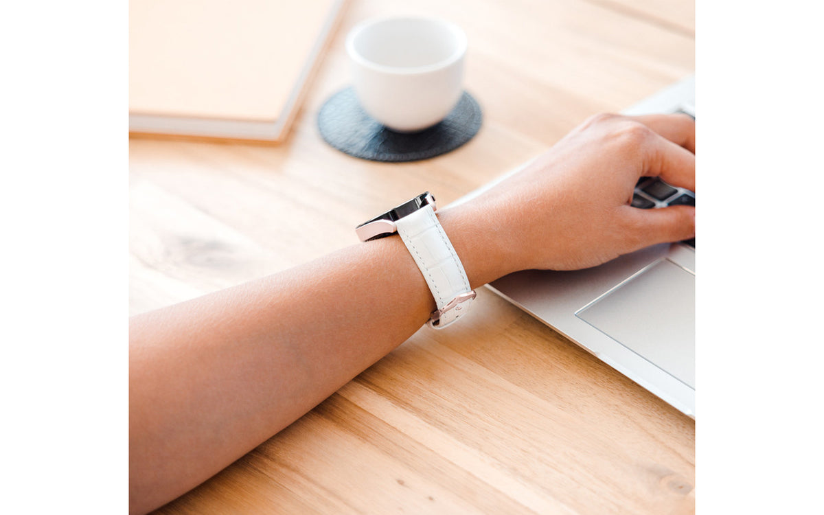 Duke by HIRSCH - Men&#39;s White Alligator Grain Leather Watch Strap