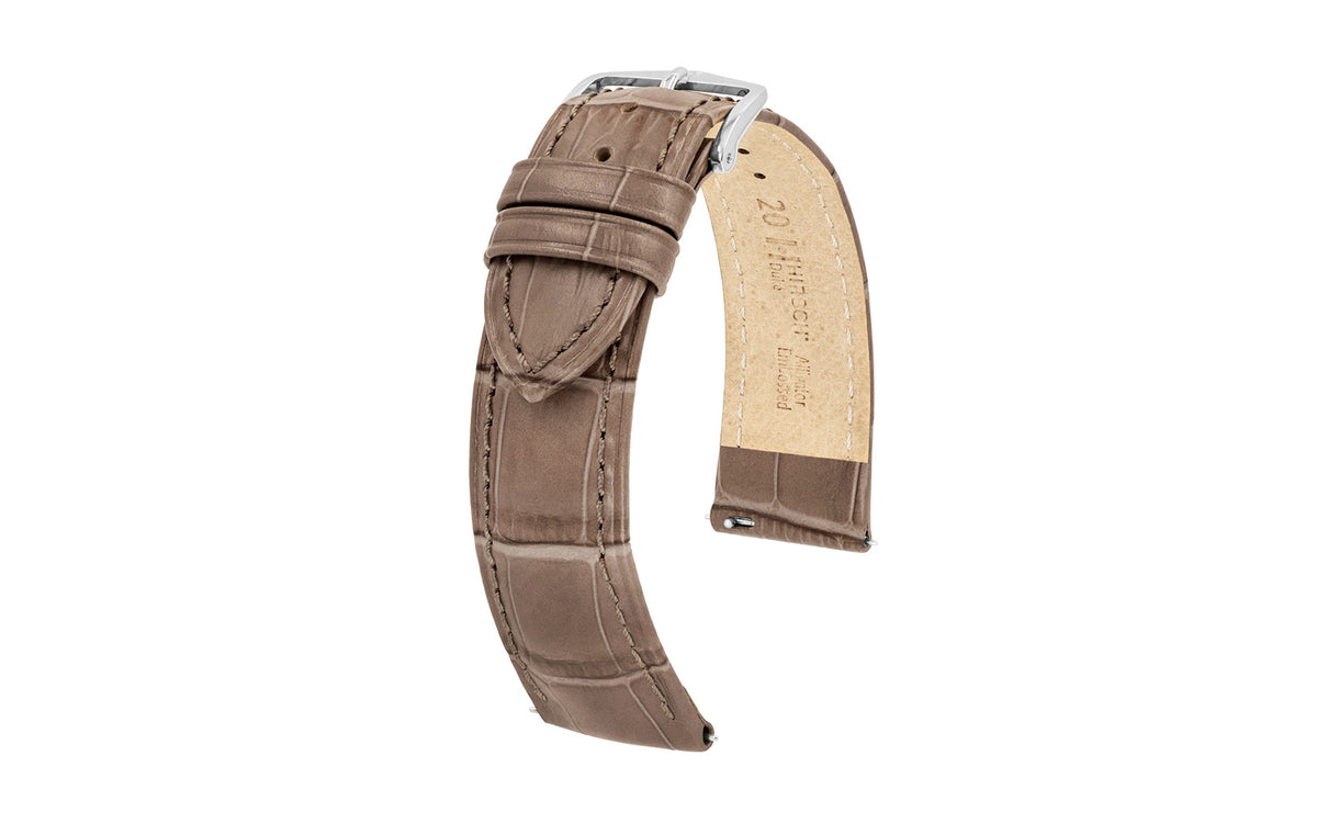 Duke by HIRSCH - Men's Taupe Alligator Grain Leather Watch Strap