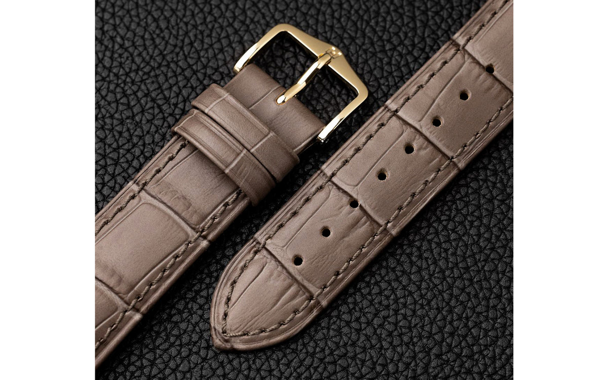 Duke by HIRSCH - Men's Taupe Alligator Grain Leather Watch Strap