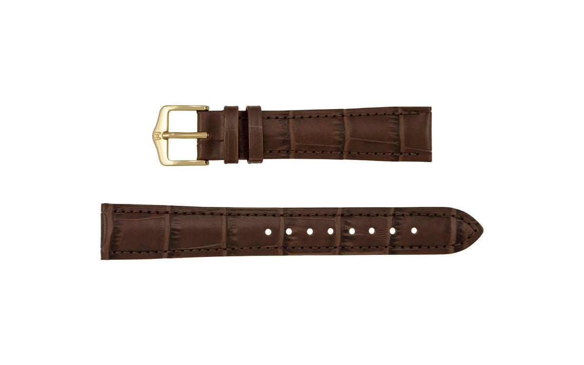 Duke by HIRSCH - Women&#39;s LONG Brown Alligator Grain Leather Watch Strap