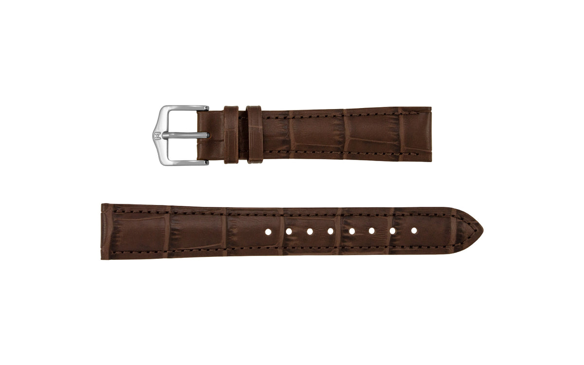 Duke by HIRSCH - Women&#39;s LONG Brown Alligator Grain Leather Watch Strap