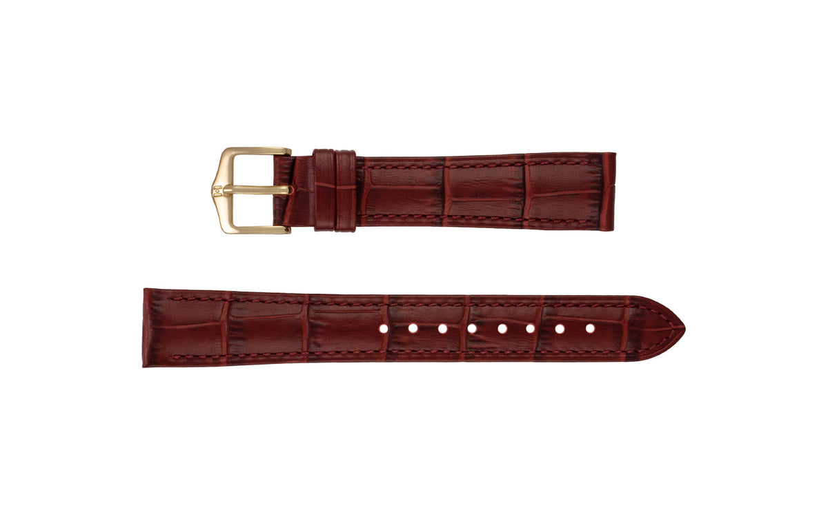 Duke by HIRSCH - Women&#39;s Burgundy Alligator Grain Leather Watch Strap