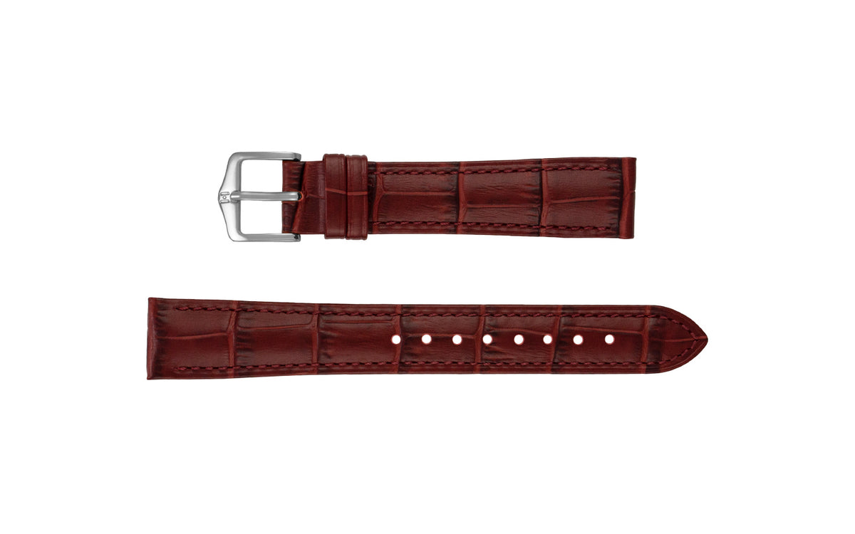 Duke by HIRSCH - Women&#39;s LONG Burgundy Alligator Grain Leather Watch Strap