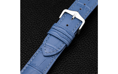 Duke by HIRSCH - Men's SHORT Light Blue Alligator Grain Leather Watch Strap *Limited Edition*