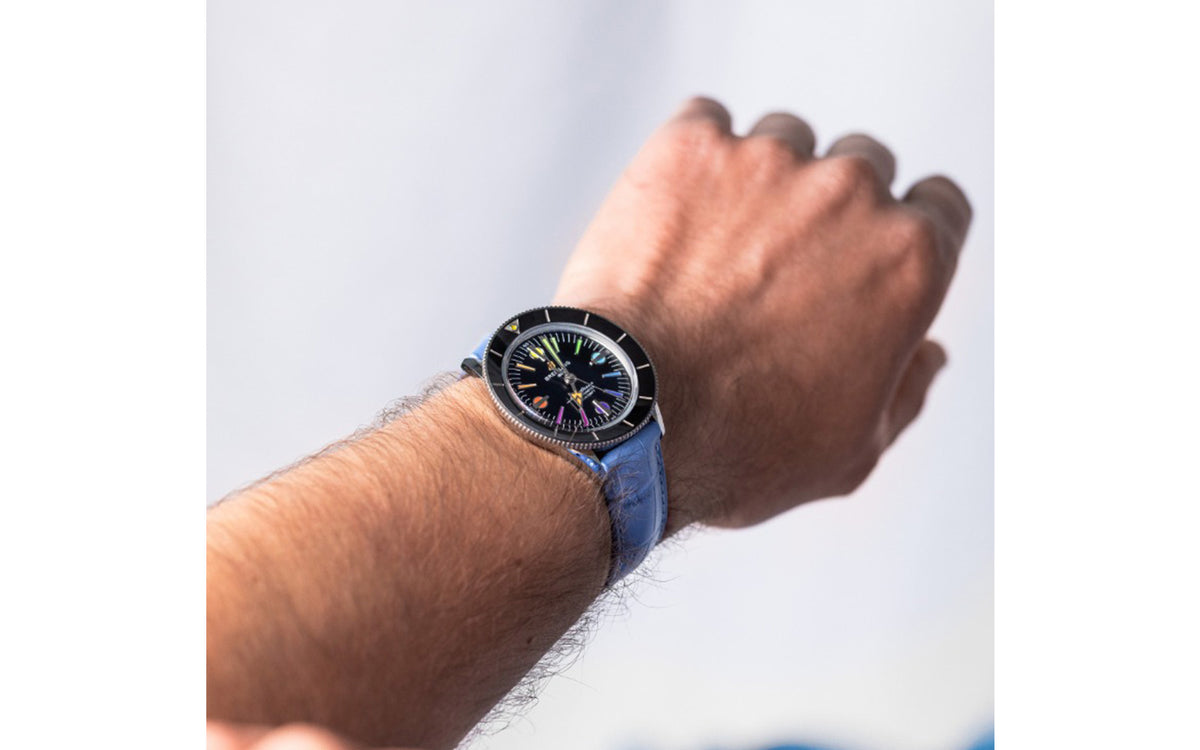 Duke by HIRSCH - Men&#39;s SHORT Light Blue Alligator Grain Leather Watch Strap *Limited Edition*