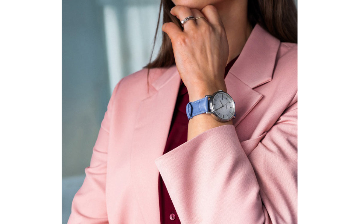 Duke by HIRSCH - Women&#39;s Light Blue Alligator Grain Leather Watch Strap *Limited Edition*