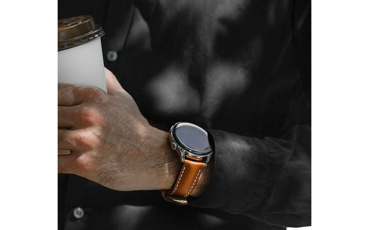 Heavy Calf by HIRSCH - Men&#39;s Golden Brown Water-Resistant Calfskin Leather Watch Strap