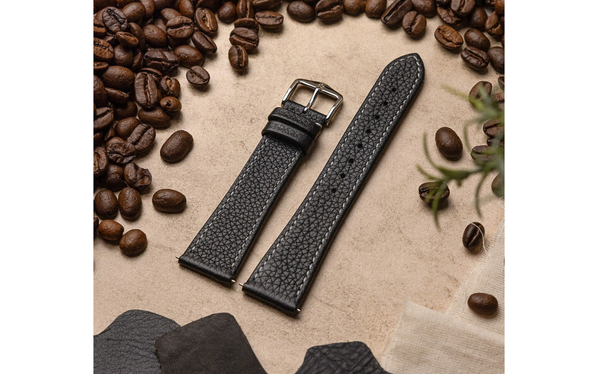 Bologna by HIRSCH - Women&#39;s Black Textured Calfskin Leather Watch Strap