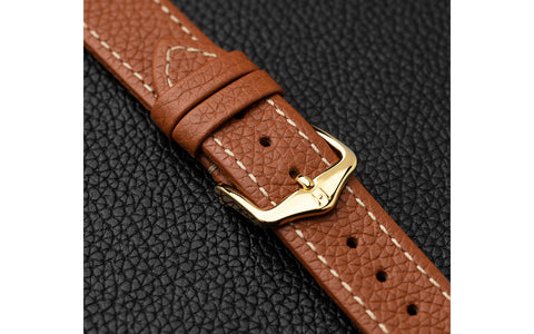 Bologna by HIRSCH - Men's SHORT Golden Brown Textured Calfskin Leather Watch Strap