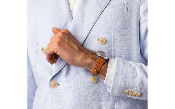 Bologna by HIRSCH - Men's SHORT Golden Brown Textured Calfskin Leather Watch Strap