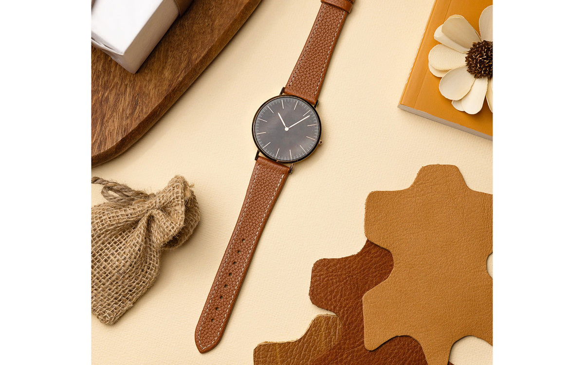 Bologna by HIRSCH - Men&#39;s SHORT Golden Brown Textured Calfskin Leather Watch Strap