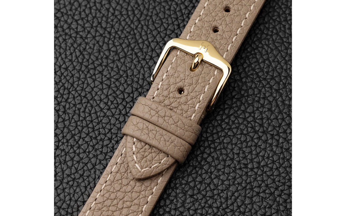Bologna by HIRSCH - Women&#39;s Taupe Textured Calfskin Leather Watch Strap