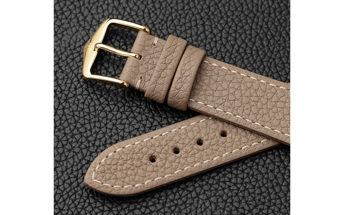Bologna by HIRSCH - Women&#39;s Taupe Textured Calfskin Leather Watch Strap