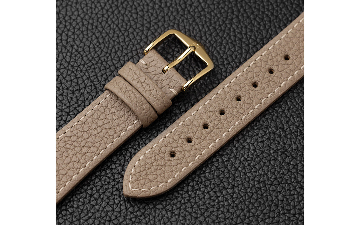 Bologna by HIRSCH - Men&#39;s Taupe Textured Calfskin Leather Watch Strap
