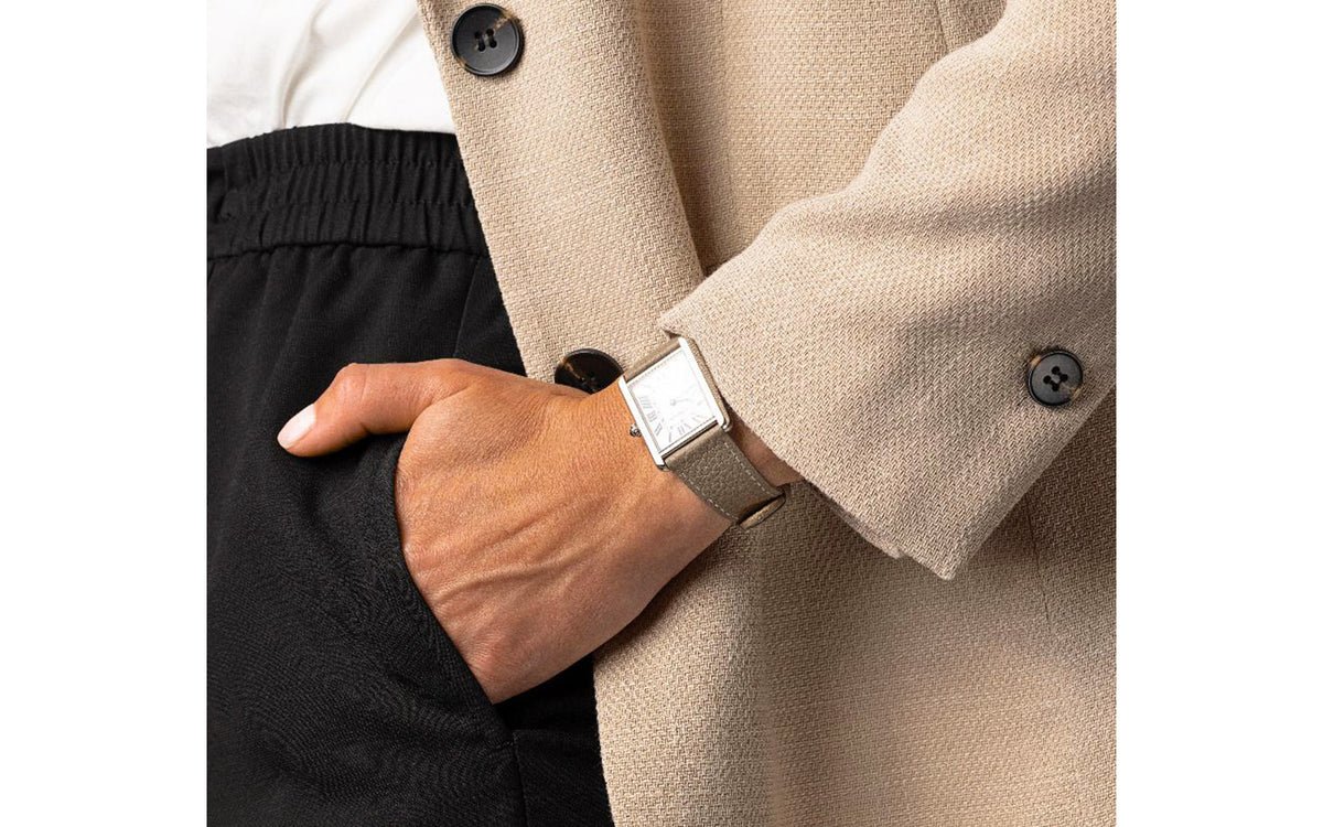 Bologna by HIRSCH - Women&#39;s Taupe Textured Calfskin Leather Watch Strap