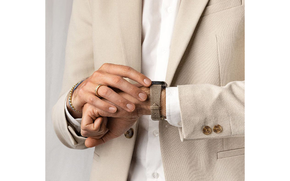 Bologna by HIRSCH - Men&#39;s Taupe Textured Calfskin Leather Watch Strap