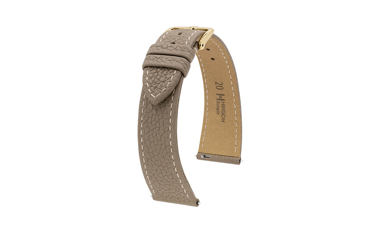 Bologna by HIRSCH - Women&#39;s Taupe Textured Calfskin Leather Watch Strap