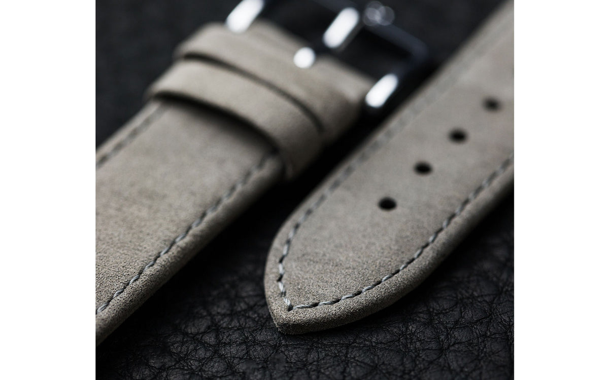Osiris Nubuck by HIRSCH - Women&#39;s Gray Nubuck Leather Watch Strap
