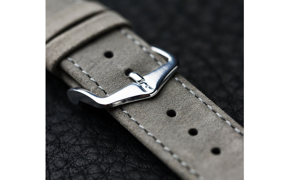 Osiris Nubuck by HIRSCH - Women&#39;s Gray Nubuck Leather Watch Strap