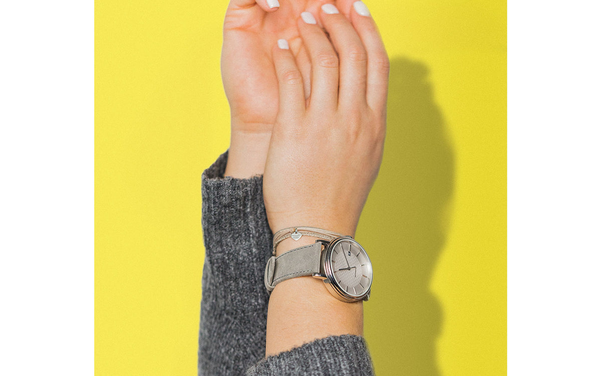 Osiris Nubuck by HIRSCH - Women&#39;s Gray Nubuck Leather Watch Strap