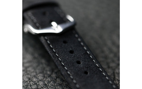 Osiris Nubuck by HIRSCH - Women's Black Nubuck Leather Watch Strap