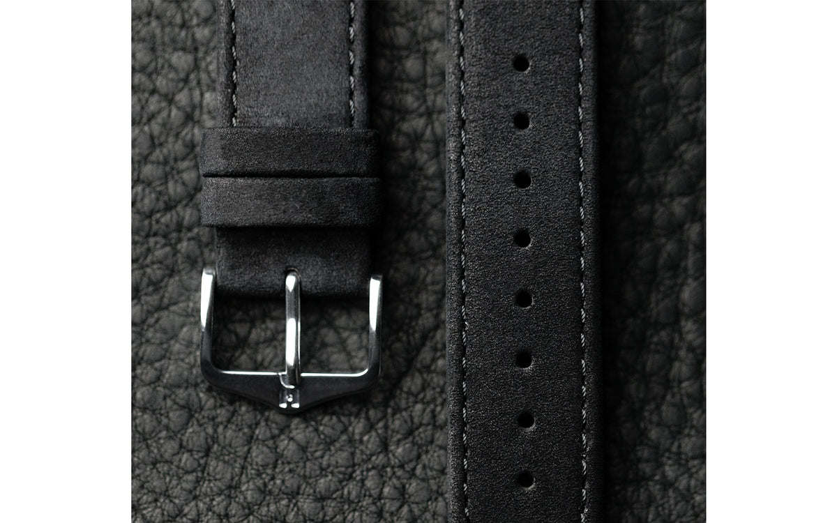 Osiris Nubuck by HIRSCH - Women&#39;s Black Nubuck Leather Watch Strap