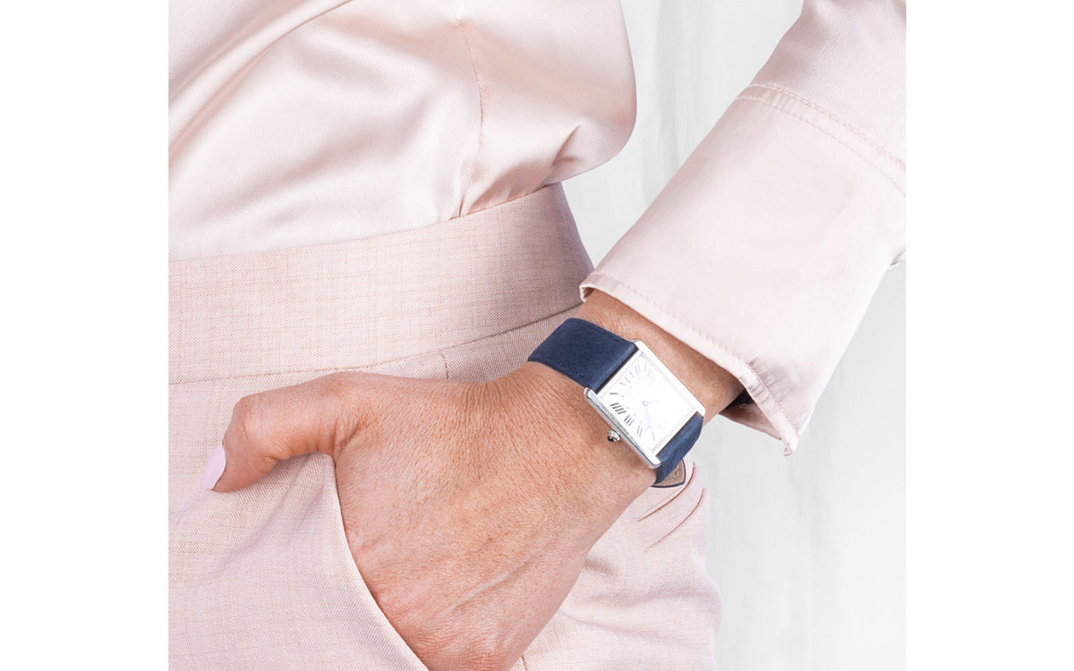 Osiris Nubuck by HIRSCH - Women&#39;s Navy Nubuck Leather Watch Strap