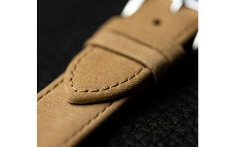 Osiris Nubuck by HIRSCH - Men's SHORT Beige Nubuck Leather Watch Strap