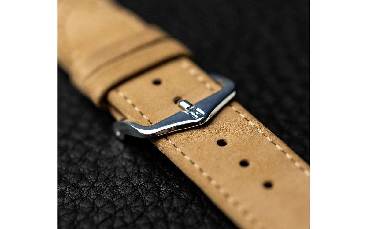 Osiris Nubuck by HIRSCH - Men&#39;s Beige Nubuck Leather Watch Strap