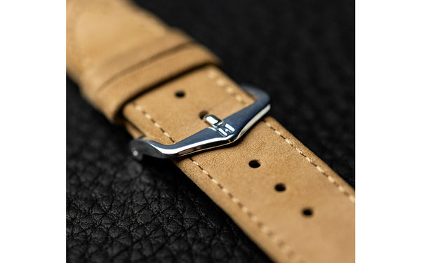 HIRSCH Osiris Men's Beige Nubuck Leather Watch Strap