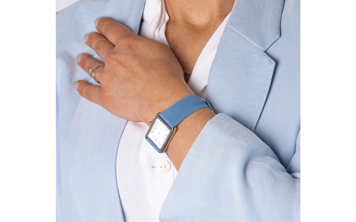 Osiris Nubuck by HIRSCH - Women&#39;s Light Blue Nubuck Leather Watch Strap