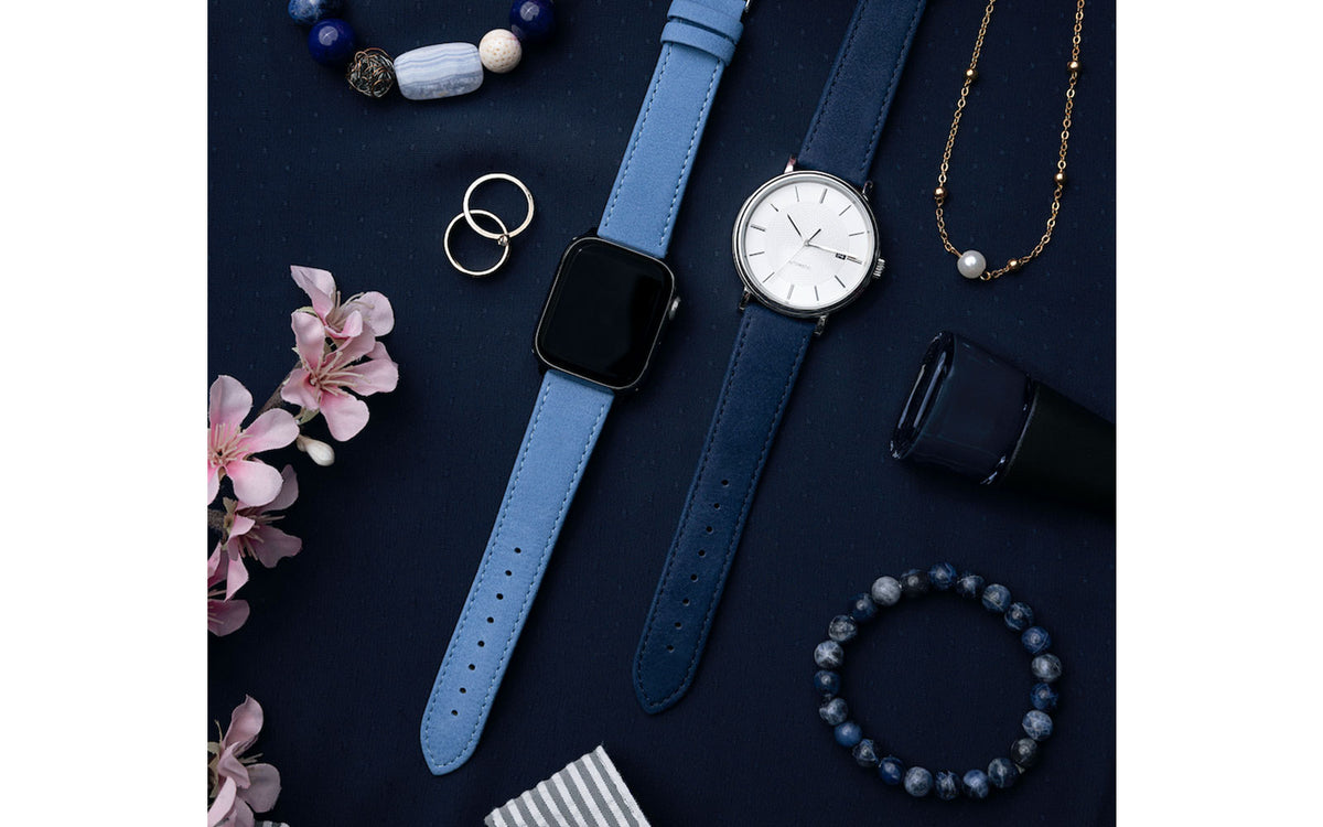 Osiris Nubuck by HIRSCH - Women&#39;s Navy Nubuck Leather Watch Strap