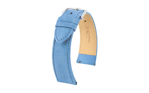 Osiris Nubuck by HIRSCH - Women's Light Blue Suede-Effect Nubuck Leather Watch Strap
